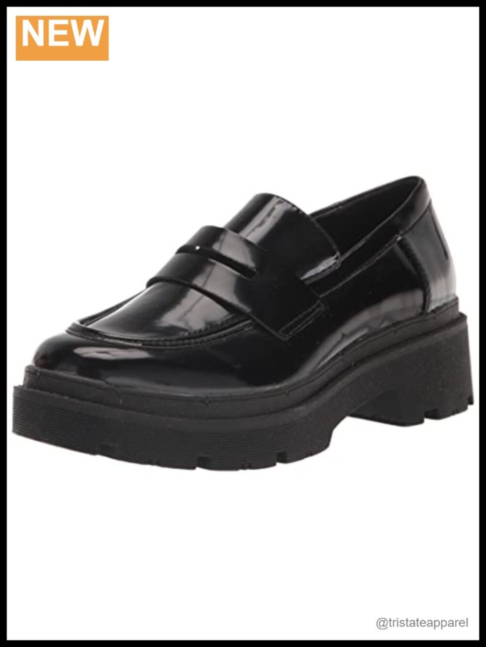 Waterproof Leather Slip-On Loafers with Chunky Sole and Block Heel